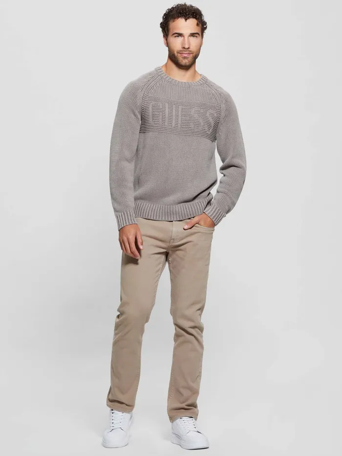 GUESS Hoodies and Sweaters Ellery Stitched Logo Sweater Beige 8211 Men