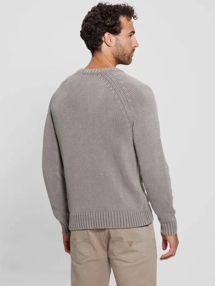GUESS Hoodies and Sweaters Ellery Stitched Logo Sweater Beige 8211 Men