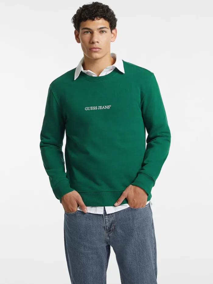 GUESS Hoodies and Sweaters Embroidered Logo Sweater Green 8211 Men