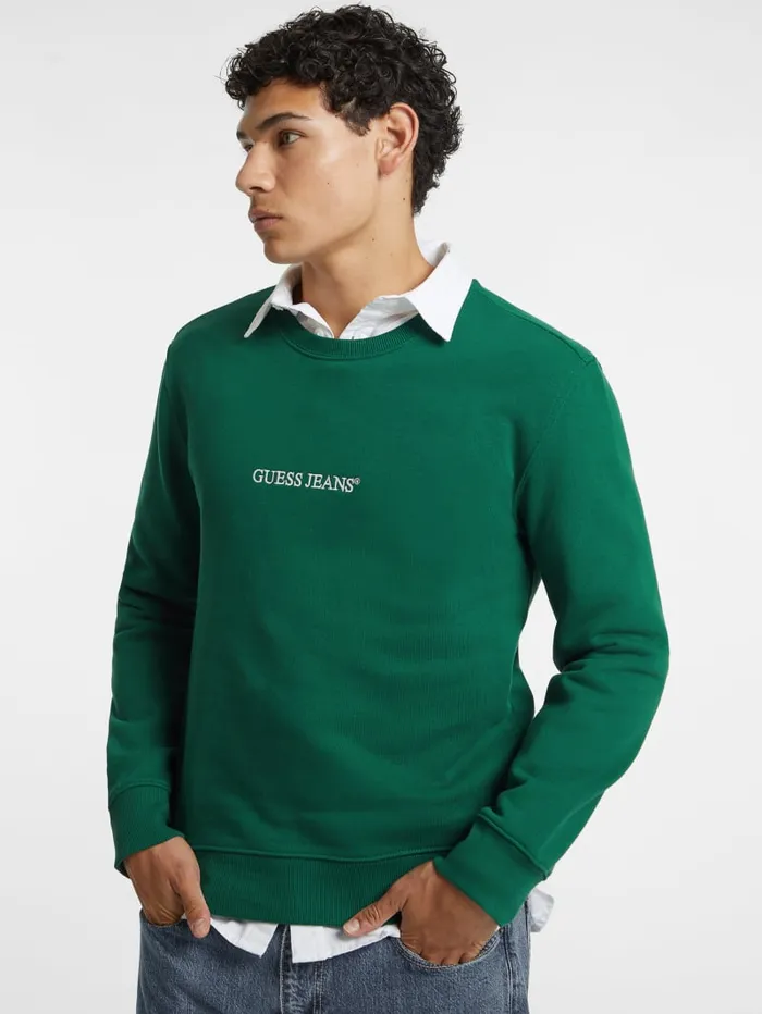 GUESS Hoodies and Sweaters Embroidered Logo Sweater Green 8211 Men