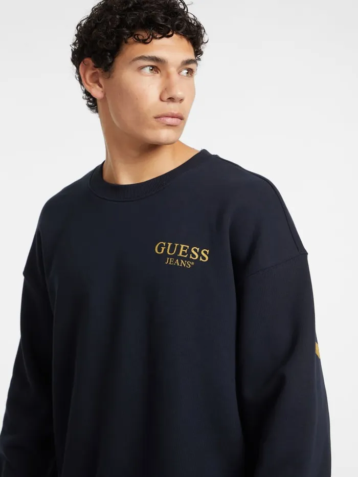 GUESS Hoodies and Sweaters Macro Logo Crewneck Sweatshirt Blue 8211 Men
