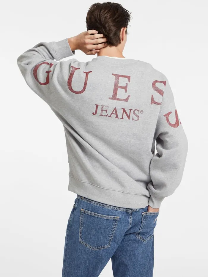 GUESS Hoodies and Sweaters Macro Logo Crewneck Sweatshirt Blue 8211 Men
