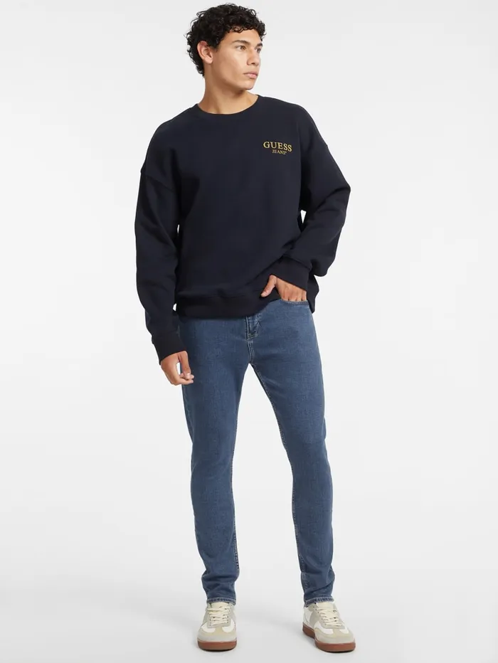 GUESS Hoodies and Sweaters Macro Logo Crewneck Sweatshirt Blue 8211 Men