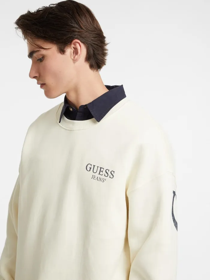 GUESS Hoodies and Sweaters Macro Logo Crewneck Sweatshirt Blue 8211 Men