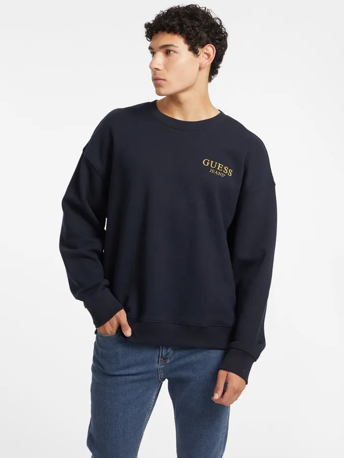 GUESS Hoodies and Sweaters Macro Logo Crewneck Sweatshirt Blue 8211 Men