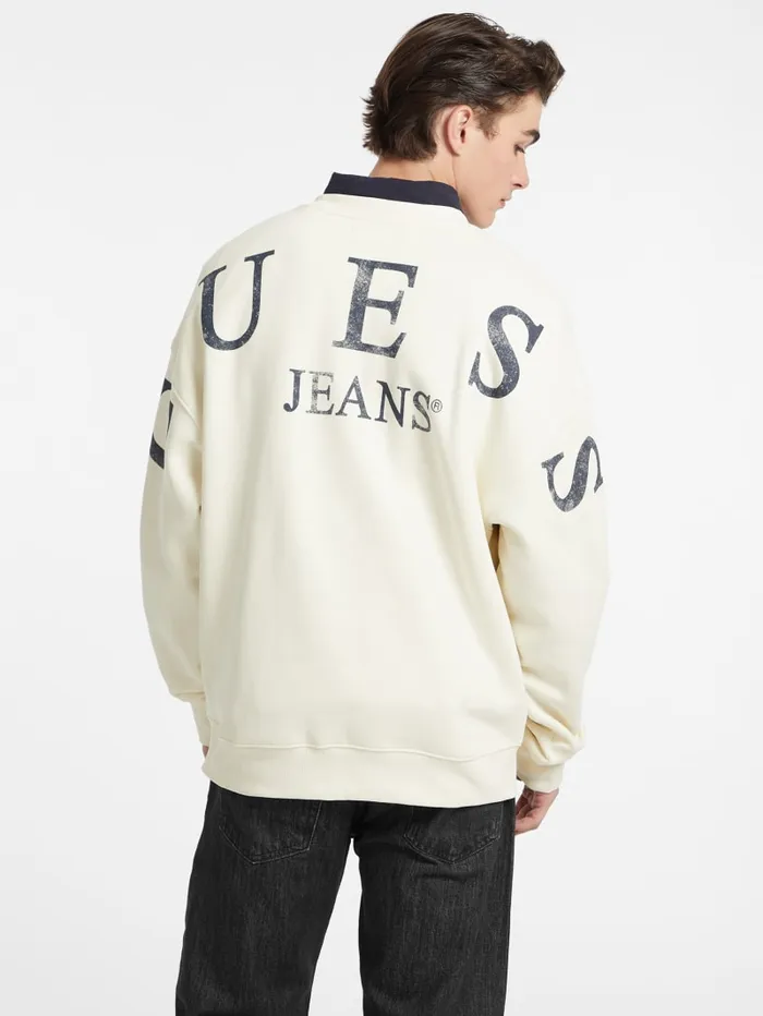 GUESS Hoodies and Sweaters Macro Logo Crewneck Sweatshirt Blue 8211 Men