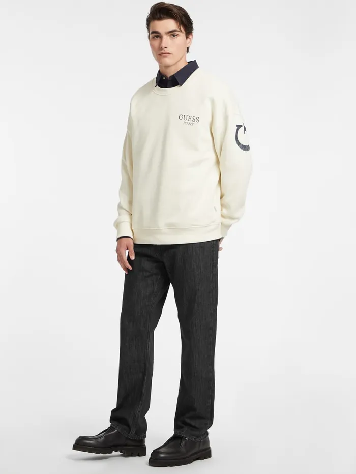 GUESS Hoodies and Sweaters Macro Logo Crewneck Sweatshirt Blue 8211 Men
