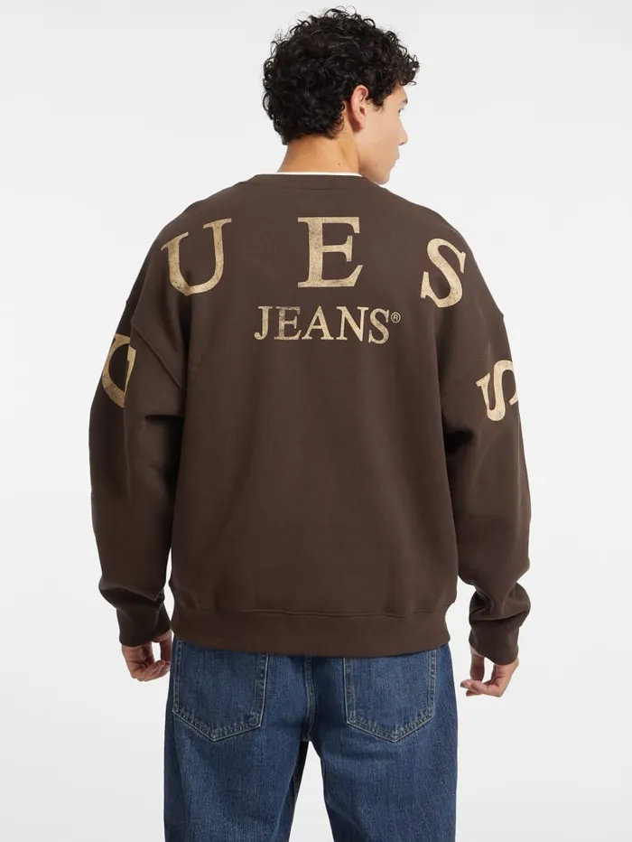 GUESS Hoodies and Sweaters Macro Logo Crewneck Sweatshirt Blue 8211 Men