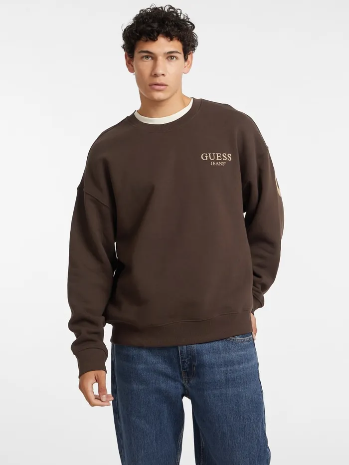 GUESS Hoodies and Sweaters Macro Logo Crewneck Sweatshirt Blue 8211 Men