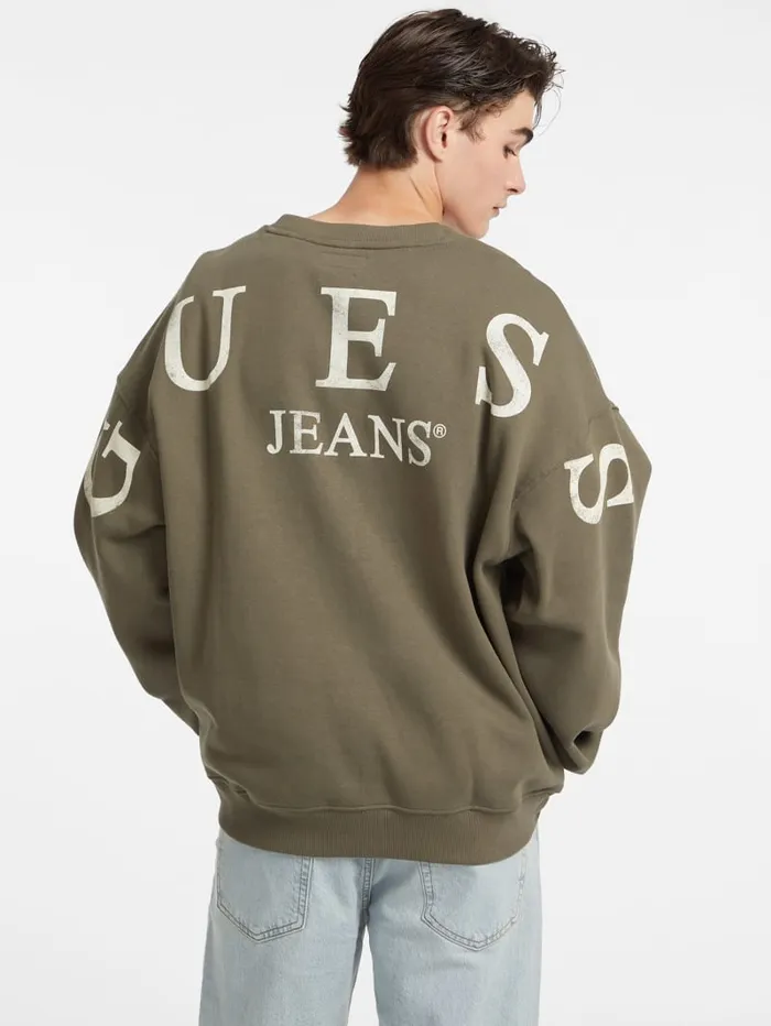 GUESS Hoodies and Sweaters Macro Logo Crewneck Sweatshirt Blue 8211 Men