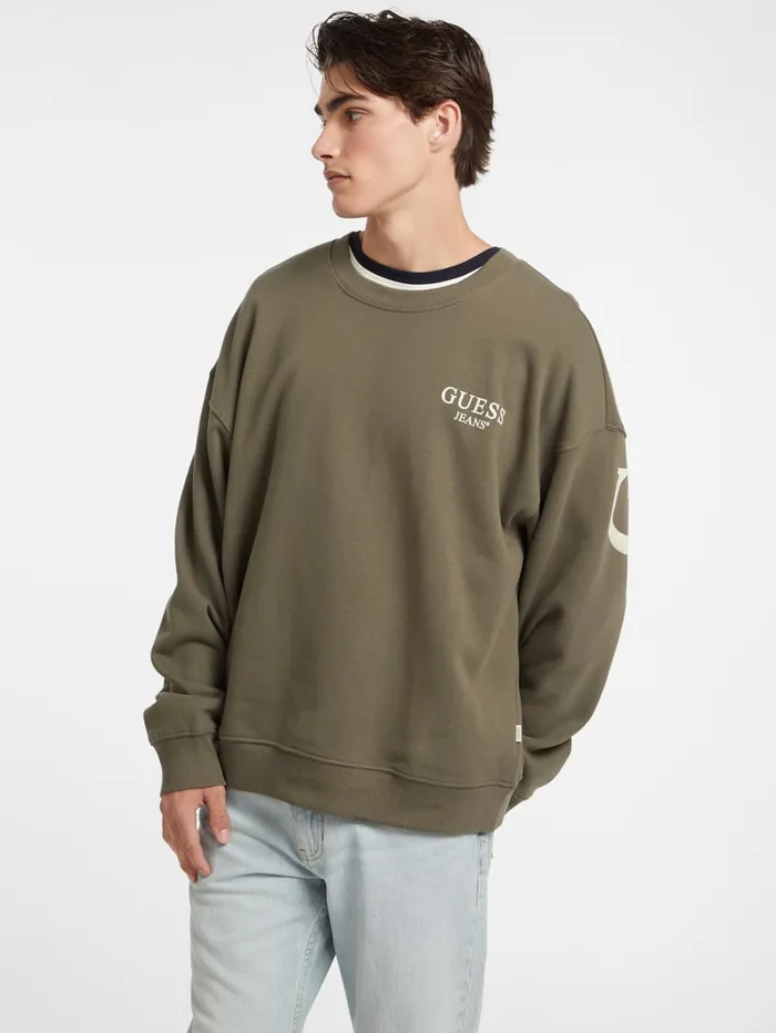 GUESS Hoodies and Sweaters Macro Logo Crewneck Sweatshirt Blue 8211 Men