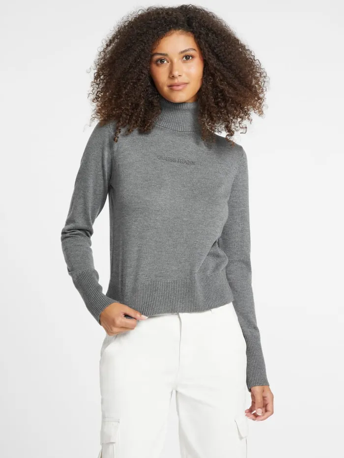 GUESS Hoodies and Sweaters Silk And WoolBlend Turtleneck Logo Sweater Red 8211 Women