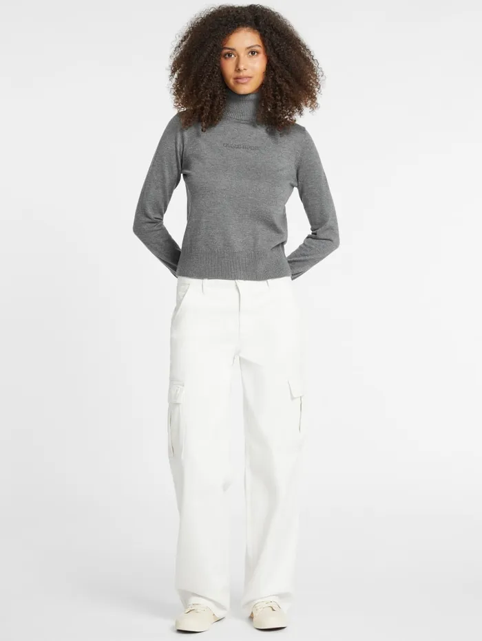 GUESS Hoodies and Sweaters Silk And WoolBlend Turtleneck Logo Sweater Red 8211 Women