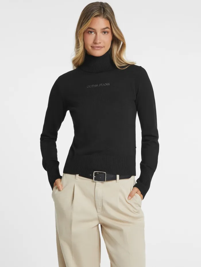 GUESS Hoodies and Sweaters Silk And WoolBlend Turtleneck Logo Sweater Red 8211 Women