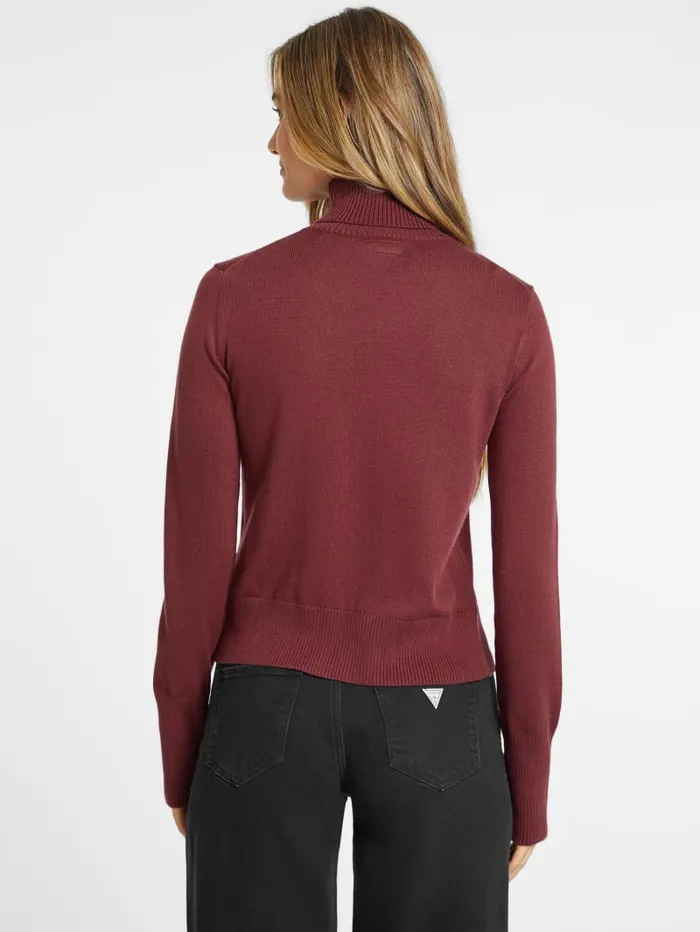 GUESS Hoodies and Sweaters Silk And WoolBlend Turtleneck Logo Sweater Red 8211 Women