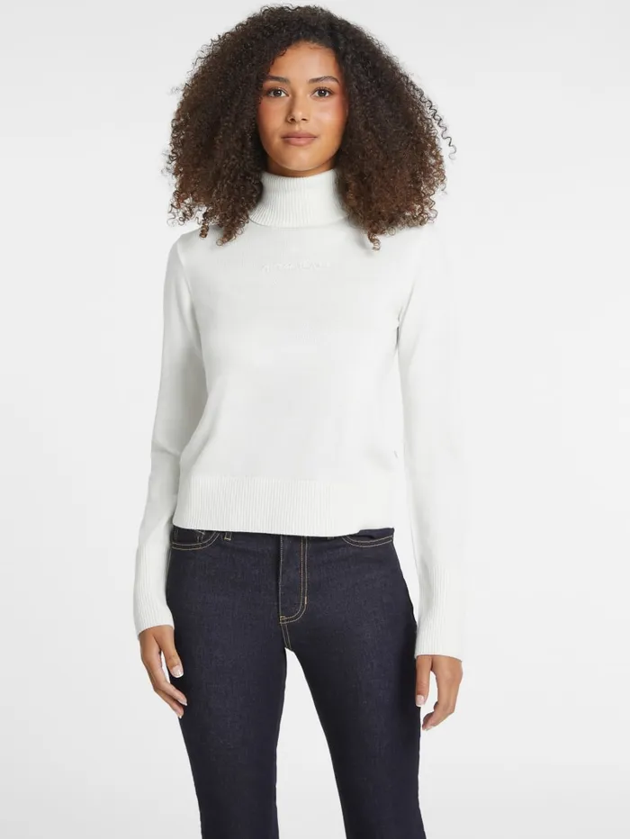 GUESS Hoodies and Sweaters Silk And WoolBlend Turtleneck Logo Sweater Red 8211 Women