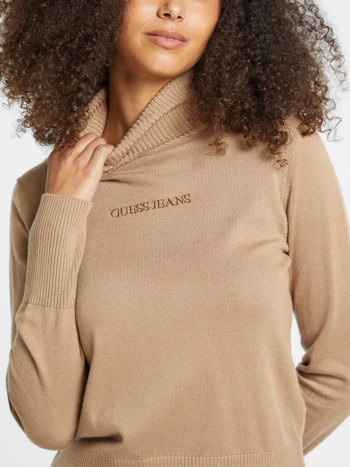 GUESS Hoodies and Sweaters Silk And WoolBlend Turtleneck Logo Sweater Red 8211 Women