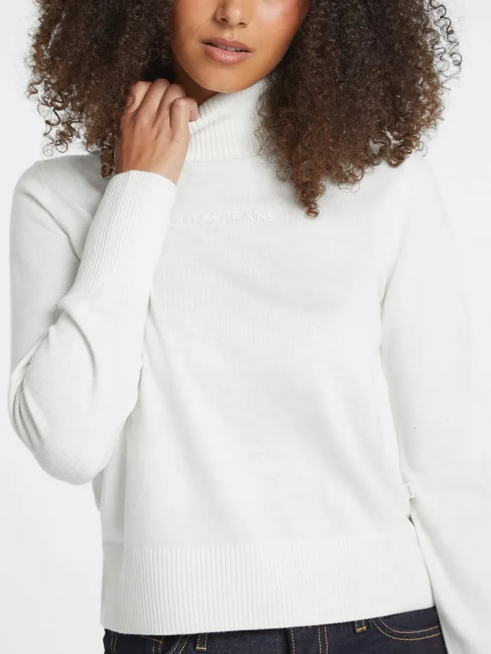 GUESS Hoodies and Sweaters Silk And WoolBlend Turtleneck Logo Sweater Red 8211 Women