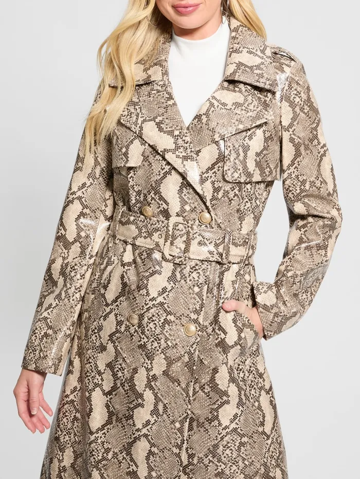 GUESS Jackets and Coats Briana FauxLeather Trench Coat Beige 8211 Women