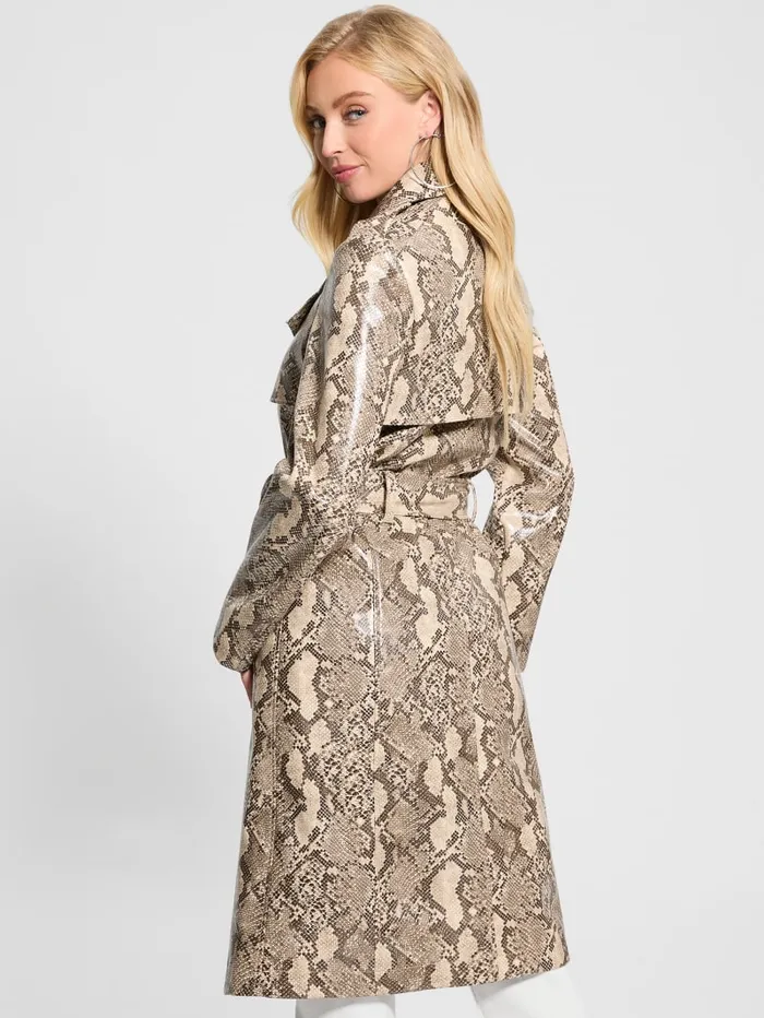 GUESS Jackets and Coats Briana FauxLeather Trench Coat Beige 8211 Women