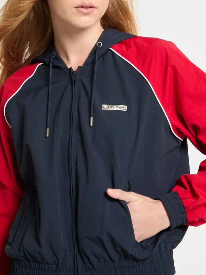 GUESS Jackets and Coats Eco Hooded Windbreaker Jacket Blue 8211 Women