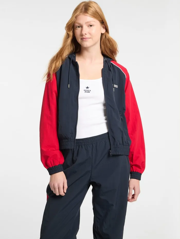GUESS Jackets and Coats Eco Hooded Windbreaker Jacket Blue 8211 Women