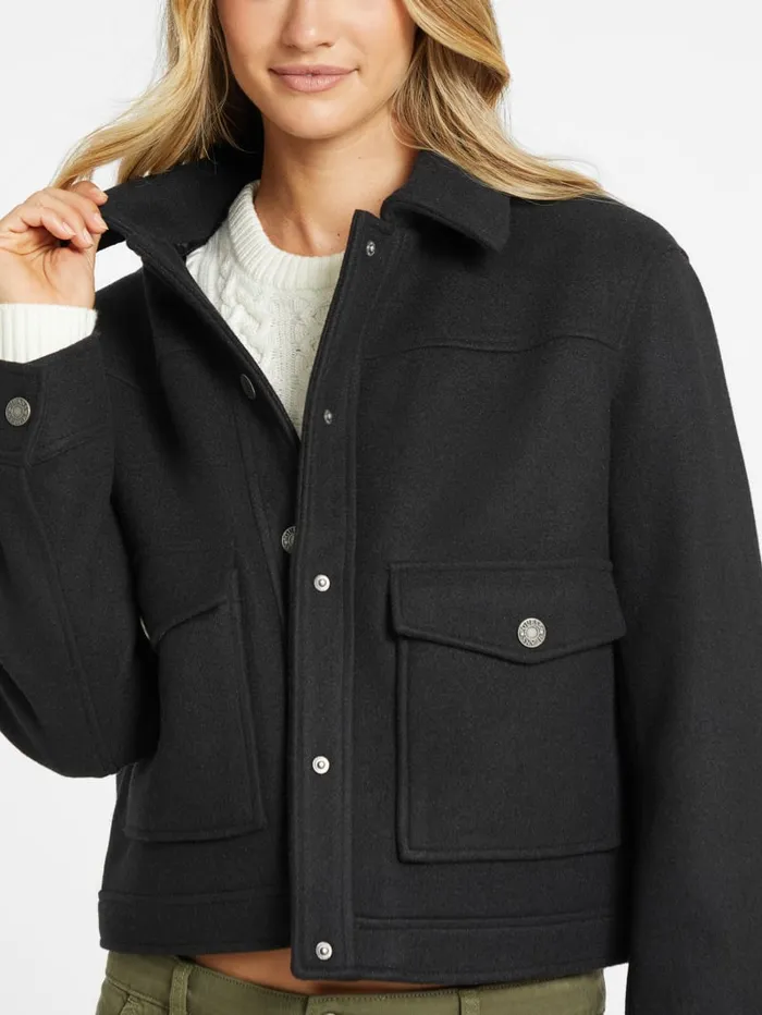 GUESS Jackets and Coats Napped Jacket Black 8211 Women