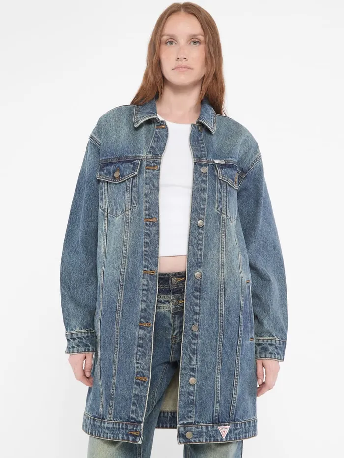 GUESS Jackets and Coats Originals Denim Trucker Coat Blue 8211 Women