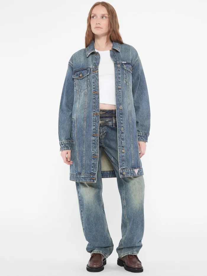 GUESS Jackets and Coats Originals Denim Trucker Coat Blue 8211 Women