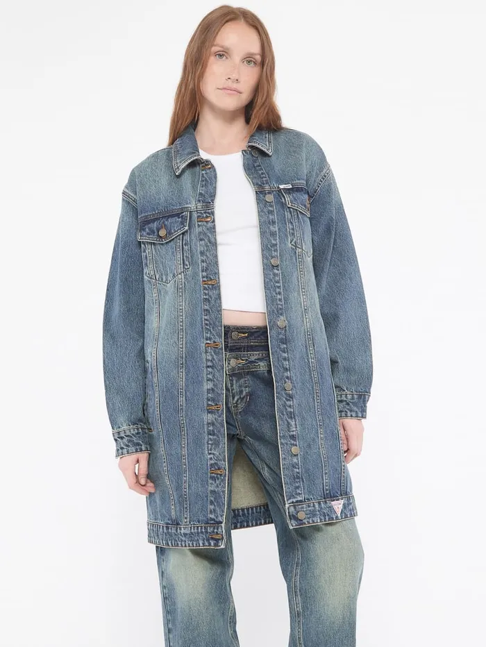 GUESS Jackets and Coats Originals Denim Trucker Coat Blue 8211 Women