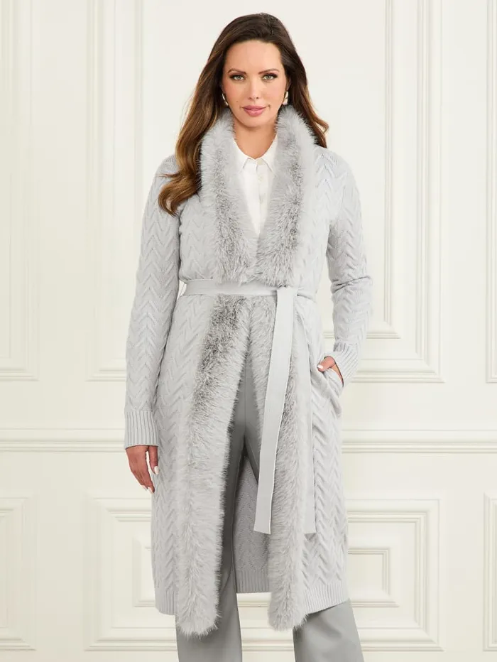 GUESS Jackets and Coats Paula Wrap Cardigan Coat Pink 8211 Women