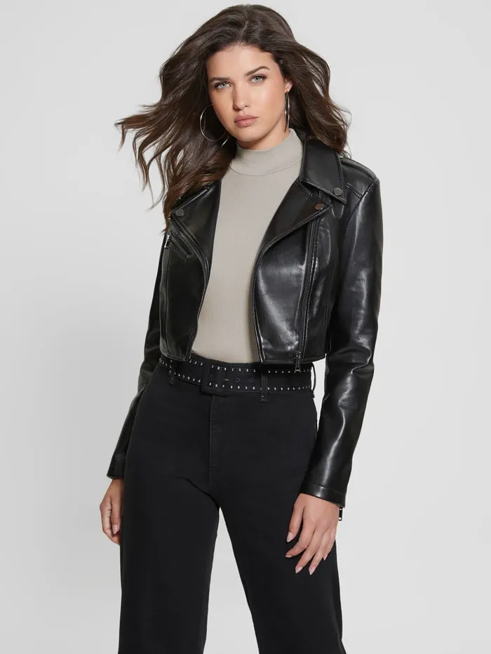 GUESS Jackets and Coats Rochelle FauxLeather Moto Jacket Black 8211 Women