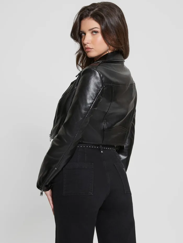 GUESS Jackets and Coats Rochelle FauxLeather Moto Jacket Black 8211 Women