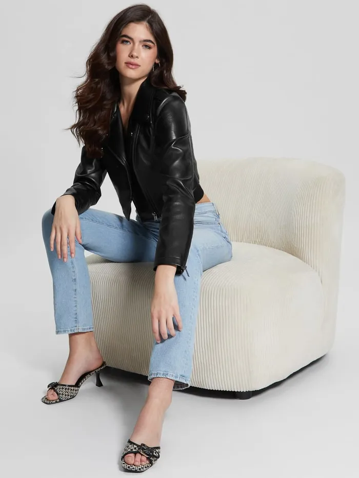 GUESS Jackets and Coats Rochelle FauxLeather Moto Jacket Black 8211 Women