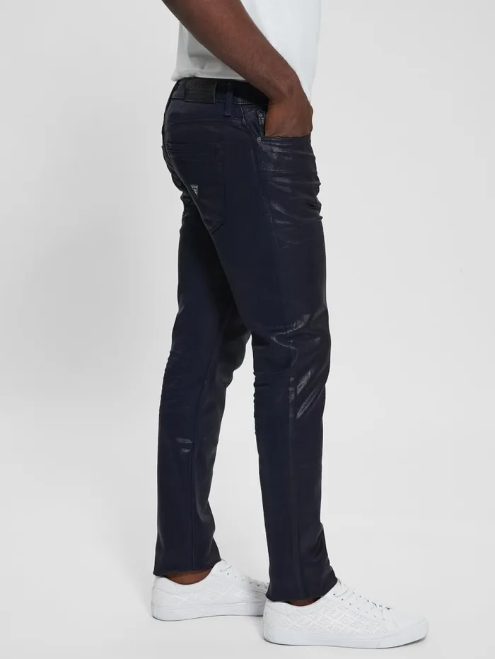 GUESS Jeans and Denim Coated Tapered Jeans Blue 8211 Men