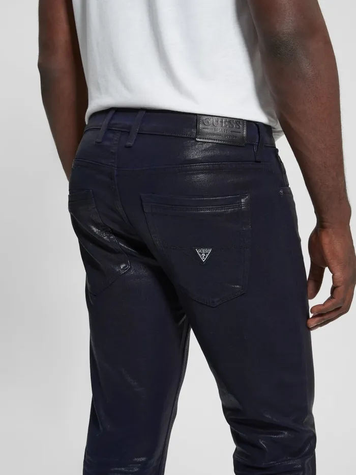 GUESS Jeans and Denim Coated Tapered Jeans Blue 8211 Men