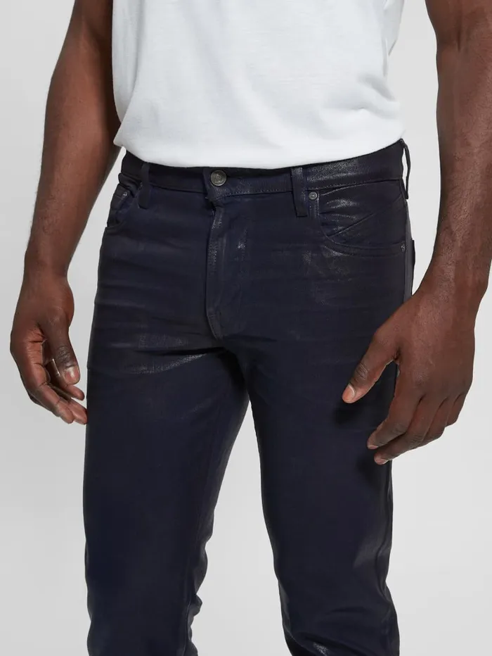 GUESS Jeans and Denim Coated Tapered Jeans Blue 8211 Men
