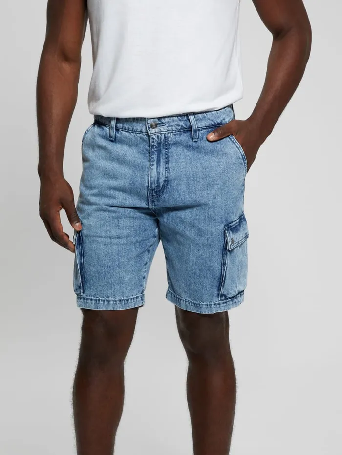 GUESS Jeans and Denim Denim Cargo Shorts Blue 8211 Men