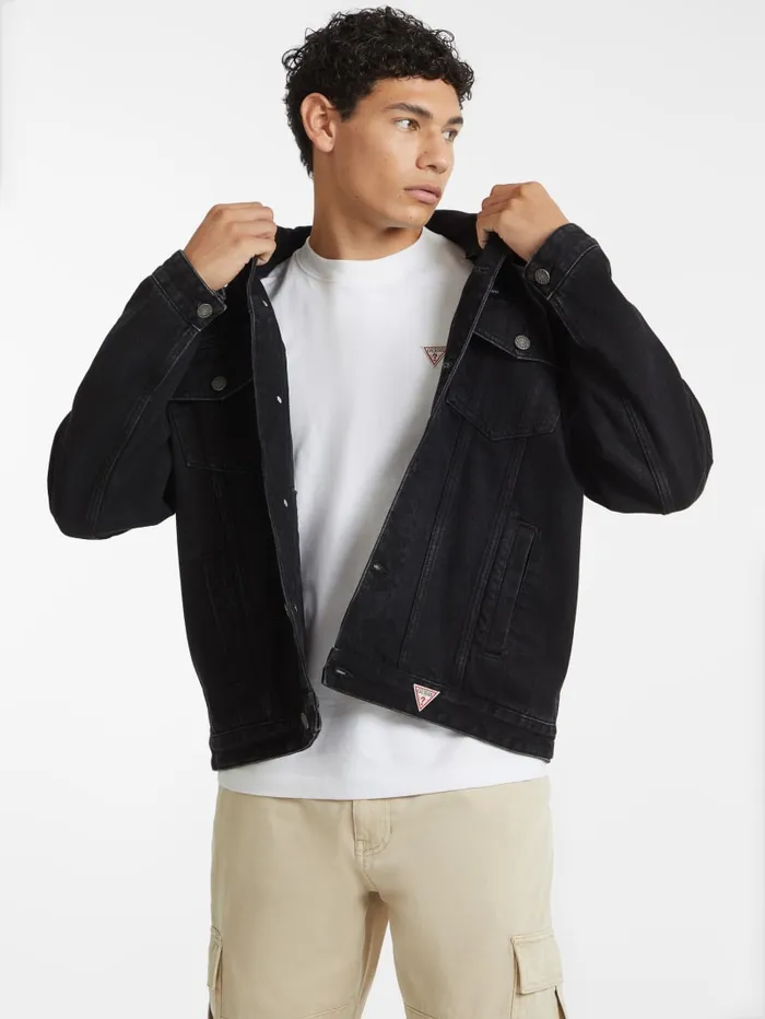 GUESS Jeans and Denim Oversized Denim Trucker Jacket Black 8211 Men