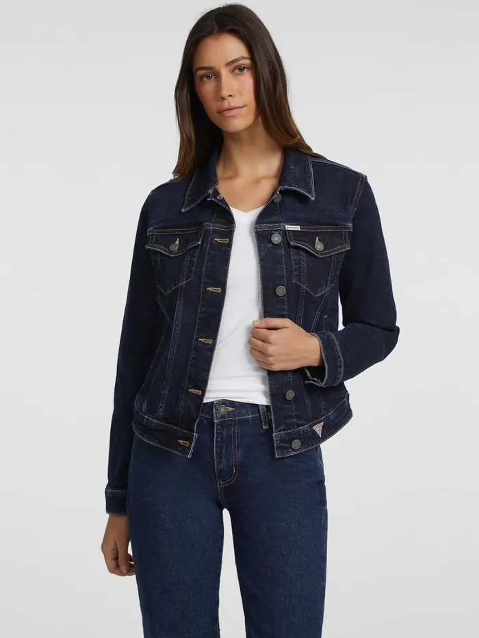 GUESS Jeans and Denim Slim Denim Trucker Jacket Blue 8211 Women