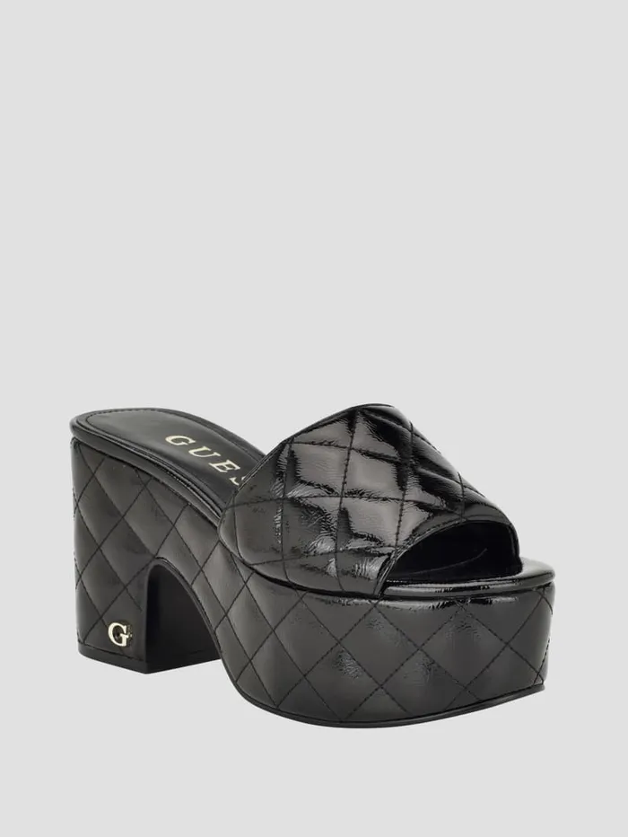 GUESS Sale Yanni Quilted Platform Mules Black 8211 Women