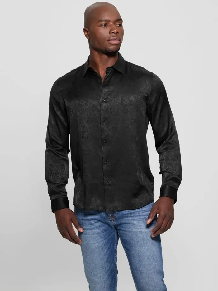 GUESS Shirts Bowery Paisley Shirt Black 8211 Men