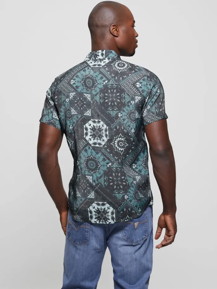 GUESS Shirts Eco Sandwash Shashiko Shirt Blue 8211 Men