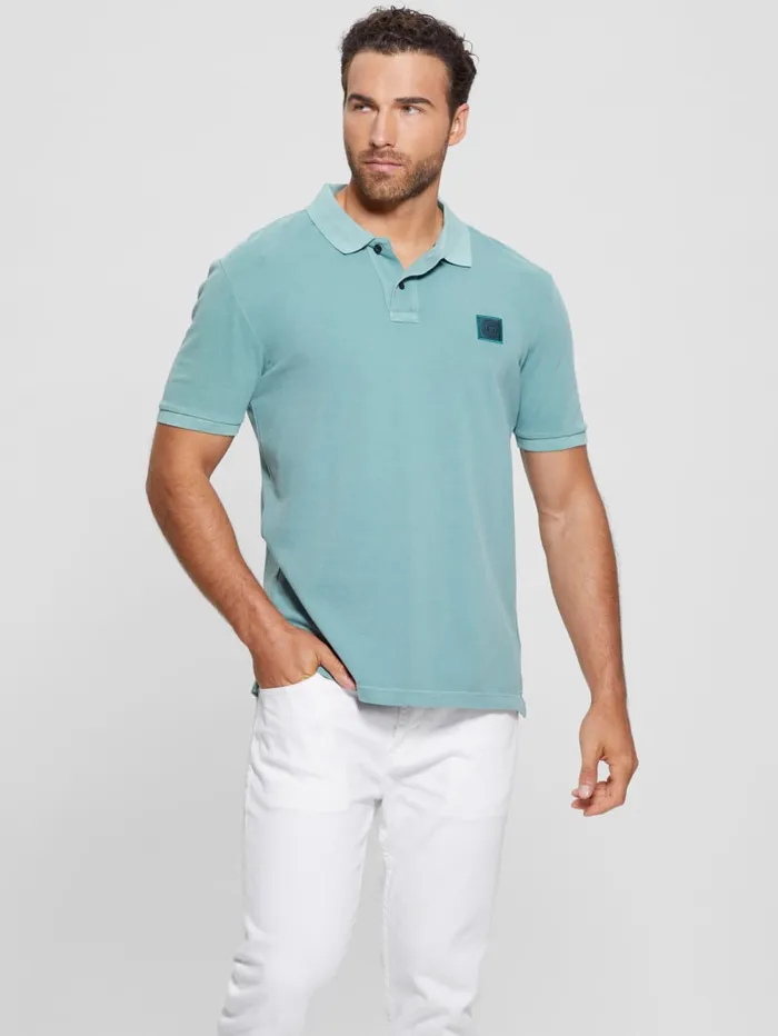 GUESS Shirts Eco Washed Polo Blue 8211 Men