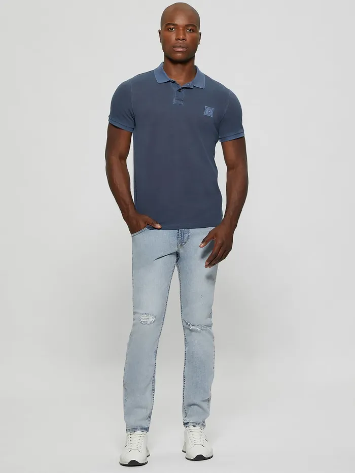 GUESS Shirts Eco Washed Polo Blue 8211 Men