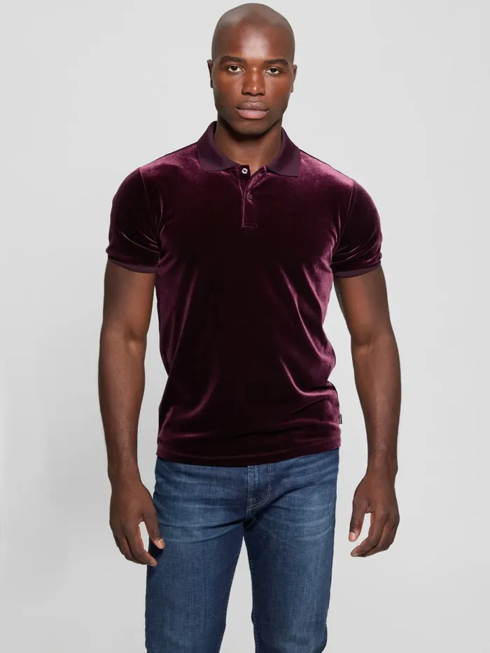 GUESS Shirts Rio Liquid Velvet Polo Red 8211 Men