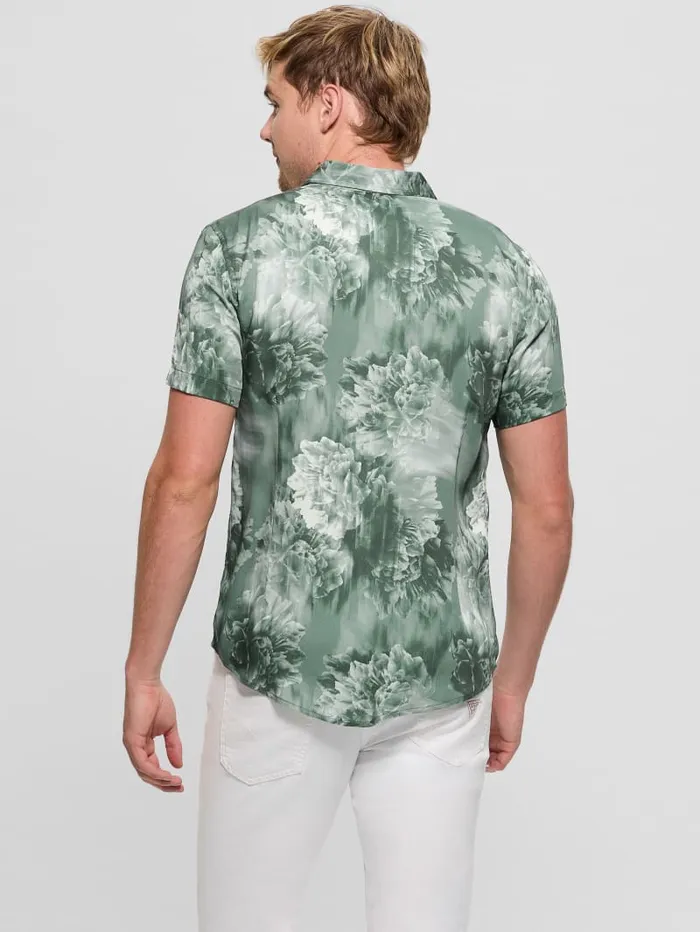GUESS Shirts Sateen Floral Shirt Green 8211 Men