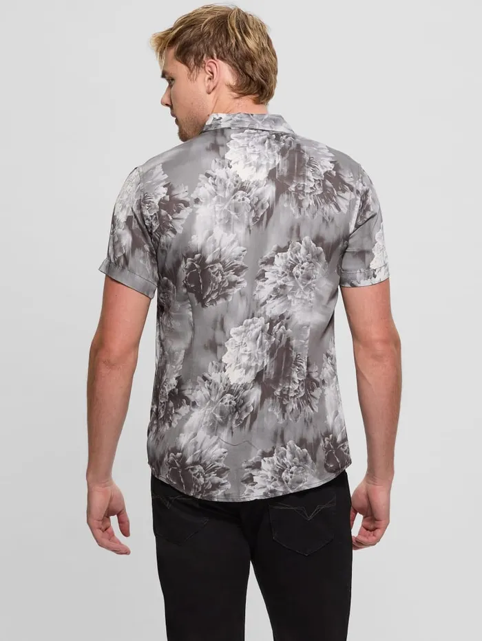 GUESS Shirts Sateen Floral Shirt Green 8211 Men