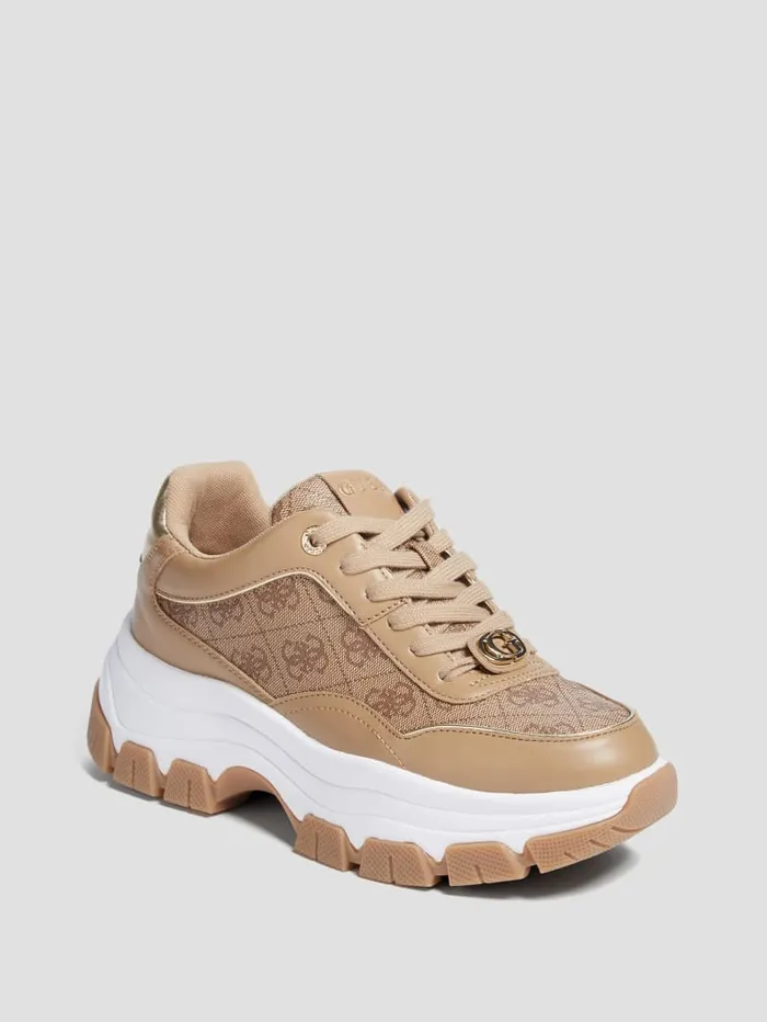 GUESS Shoes Berrett Metallic Quattro G Jogger Sneakers Neutral 8211 Women