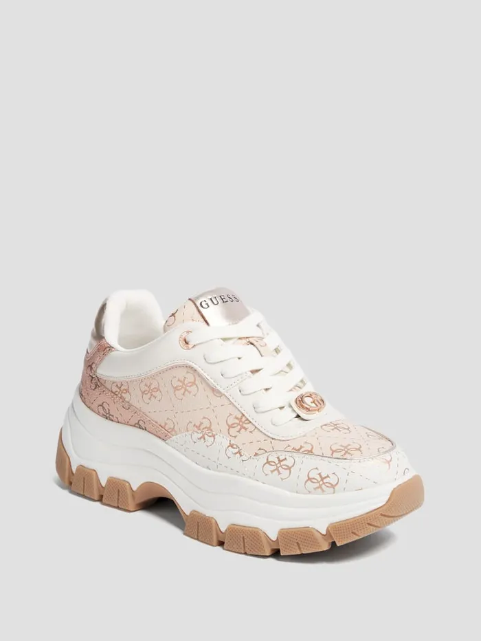 GUESS Shoes Berrett Metallic Quattro G Jogger Sneakers Neutral 8211 Women